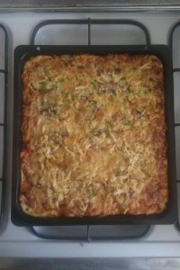 پیازا مرغ و قارچ ،داغ داغ