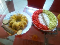 لوبیا پلو با ماهی سرخ شده