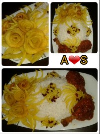 زرشک پلو با مرغ (نهار من و همسری در ظهر آدینه،جای دوستان خالی)