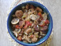 خورش قارچ و گوشت چرخ کرده