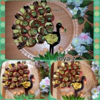 تزیین بادمجان سرخ شده برا نهارگل پسرام