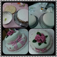 مراحل تهیه کیک سالگرد با فوندانت