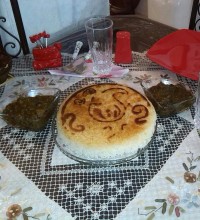 قرمه سبزی باته دیگ طرح دار