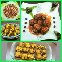 پیتزا، قارچ سوخاری و بقچه بادمجان