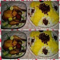 زرشک پلو با مرغ سوخاری