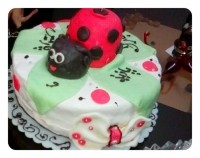 کیک تولد دوقلوهام با تزئین فوندانت