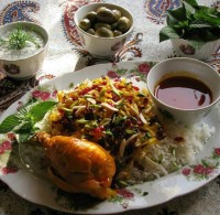 زرشک پلو با مرغ زعفرانی