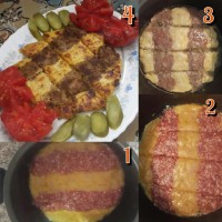 کباب تابه ای دو رنگ