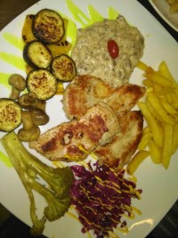 سیب زمینی برشته با مرغ و خامه