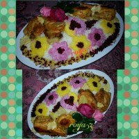 تزیین دیس پلو (زرشک پلو با مرغ)