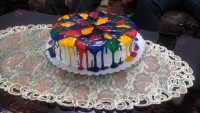 کیک با تزیین پایپینگ ژل