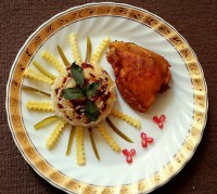 مرغ سرخ شده با پلو