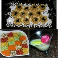کشک بادمجون لقمه ای دسر ژله ای و سالاد شطرنجی