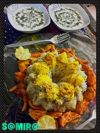 رشته پلو با مرغ