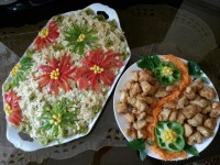 سالاد ماکارونی و ناگت مرغ