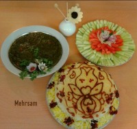 قورمه سبزی و ته دیگ طرح دار
