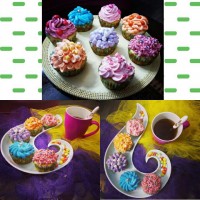 کاپ کیک پرتقالی با تزیین خامه فرم گرفته رنگی