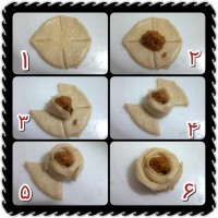 نحوه پیچیدن پیراشکی به شکل گل رز