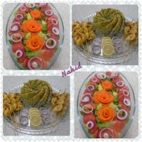 سبزی پلو با میگو وسالاد