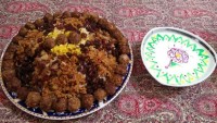 عدس پلو با گوشت چرخی