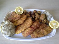 شنیسل ماهی تیلاپیا و قارچ سوخاری