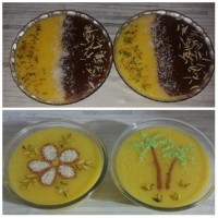 کاسترد دو رنگ و شله زرد