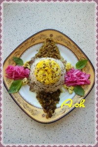 تزئین عدس پلو