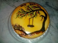 کیک اسفنجی با تم درخت سیب