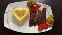کباب تابه ای و برنج قالبی