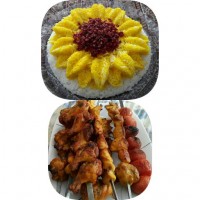 جوجه کباب با پلو زعفرانی