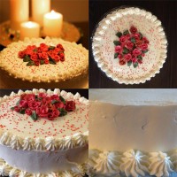 کیک نارگیلی با کرم چیز فراستینگ و گلهای فوندانتی