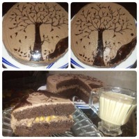 کیک شکلاتی خوشمزه من با تزیین یهویی پاییزی