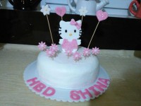 کیک هلوکیتی با تزیین خامه وفوندانت