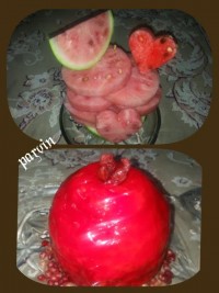 کیک_با دیزاین انار و تزیین هندوانه