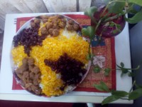 آلبالو پلو با گوشت قلقلی