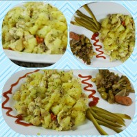 خوراک مرغ و سیب زمینی