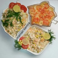 سالاد کلم سفید و ژله چند میوه