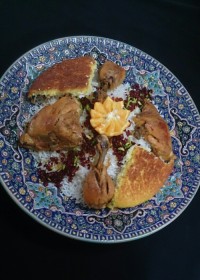 زرشک پلوبا مرغ پرتقالی