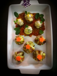 بقچه بادمجان و قارچ شکم پر