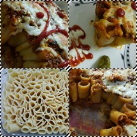 کیک پاستا با گوشت و پنیر