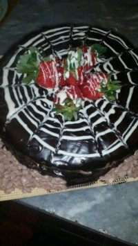 کیک شیفون با روکش گاناش وطرح ماربل