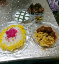 برنج وگوشت قلقلی