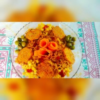 ماکارونی با ته دیگ کنجدی