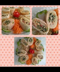 رول مرغ و سبزیجات و رول اسفناج و پنیر