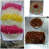 پلووخورشت بادمجان با گوشت قلقلی وسالادشیرازی که یکم تغییرش دادم