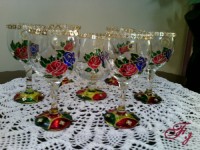 جام ویترای شده کارخودم باطرح گل رز