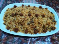 لوبیا پلو با گوشت قلقلی