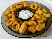 میگو پفکی با خمیر بنیه با سس تارتار