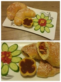 پیراشکی سوسیس قارچ.فلفل دلمه قرمز. زرد. نارنجی. سبز سوسیس نمک فلفل زردچوبه رب گوجه فرنگی