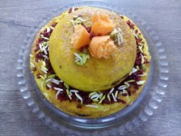 ته چین سینه مرغ با ذرت و نخود فرنگی